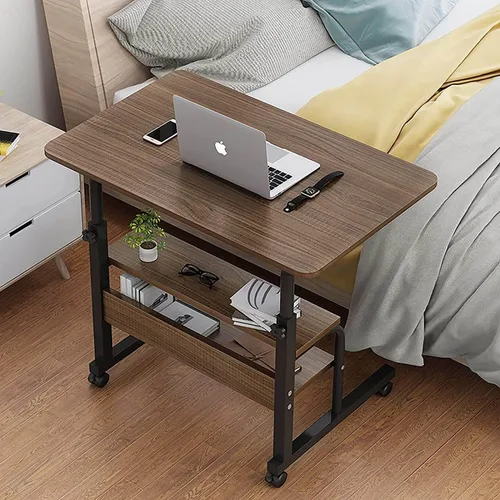 Vista 2 de Mesa de escritorio movible para espacios pequeños, práctico escritorio portátil para computadora, ajustable, para la oficina en casa, mesita