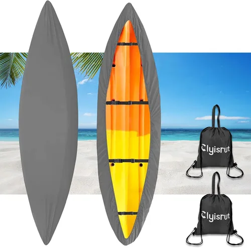 Vista 17 de Fundas impermeables para kayak de 10 a 16 pies para almacenamiento al aire libre, accesorios de cubierta de canoa, cubierta de lancha Oxford