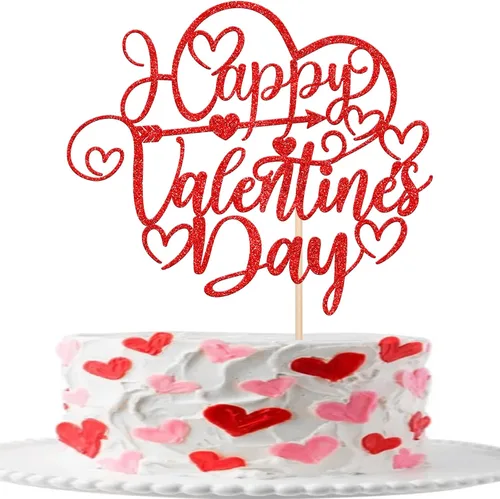 Vista 35 de Rsstarxi Paquete de 24 adornos para cupcakes para el día de San Valentín, con purpurina roja, dulce amor, para cupcakes, decoración de San Valentín