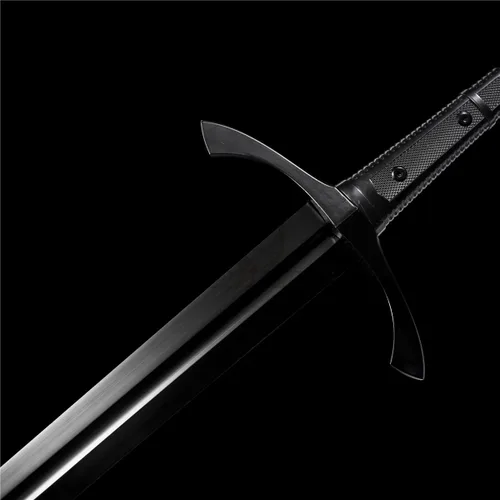Vista 4 de Fidestisan Espada Medieval Claymore de 45 pulgadas Hecha a Mano Espadas Largas Reales Hoja Negra de Espiga Completa Autoensamblaje Desmontable