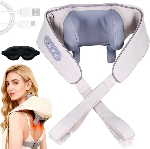 Vista 9 de Therapexa - Masajeador de cuello y hombros, masajeador de cuello y hombros con calor, masajeador inalámbrico de cuello Shiatsu para aliviar el dolor