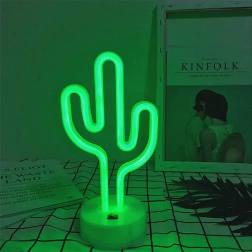 Vista 2 de Cartel de neón LED para interior, luz nocturna con base de soporte, funciona con batería/USB, luz decorativa de neón