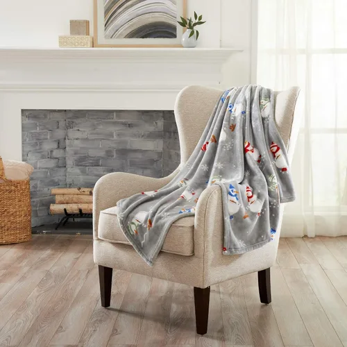 Vista 14 de Great Bay Home - Manta decorativa para navidad. Diseño de navidad de terciopelo supersuave.
