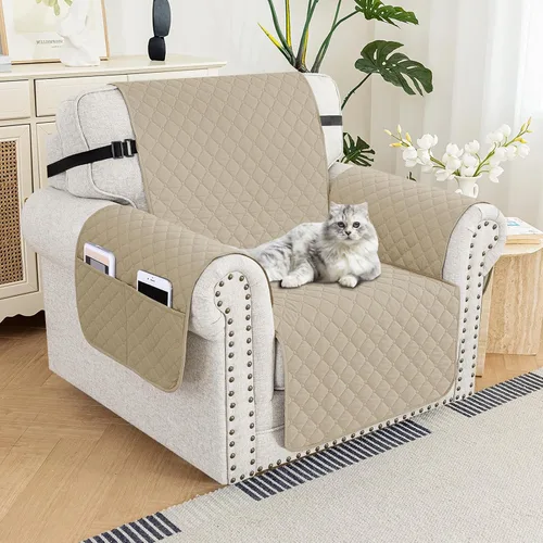 Vista 104 de XINEAGE Funda para Sillón Reclinable Resistente al Agua, Fundas Antideslizantes para Silla Reclinable con Bolsillos, Fundas Acolchadas Gruesas