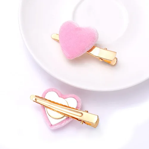 Vista 7 de 8 pinzas para el cabello con forma de corazón para mujeres y niñas, regalo de San Valentín (8 clips de terciopelo)