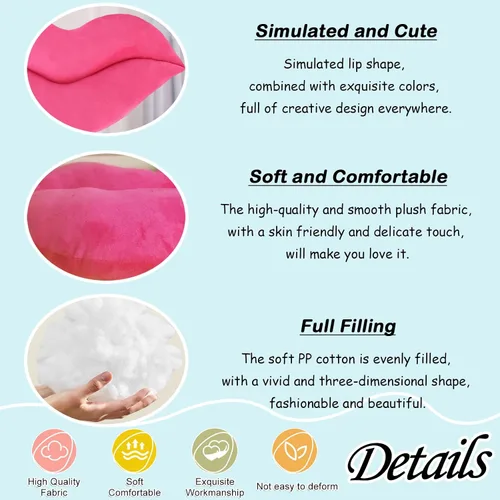 Vista 4 de zhidiloveyou 2PCS 11" Lip Plush Pink Small Decor Pillow Lindo Hug Toy Soft Lip Shaped Cushion