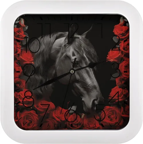 Vista 27 de 10" Square Modern Wall Clock,Americana Flag Deer Print Kitchen Clocks Wall Battery Operated,Silent Non Ticking Unique Funny Cute Wall Clock for