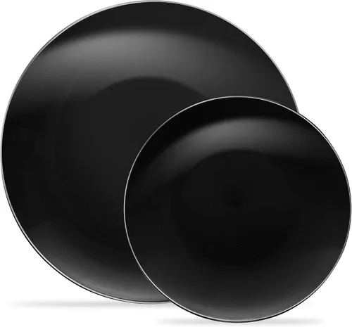Vista 15 de Plasticpro - Juego de platos combinados de 32 piezas que incluye platos de 16 a 7 pulgadas y platos de 16 a 10 pulgadas de plástico negro