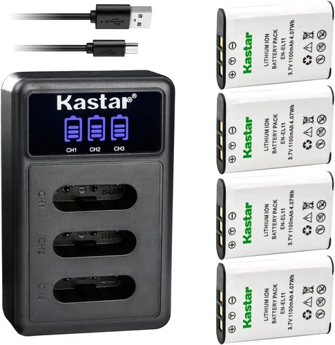 Vista 7 de Kastar Cargador de batería USB triple LCD compatible con batería Pentax D-LI78, cargador Pentax D-BC78, Pentax Optio L50, Optio M50, Optio M60