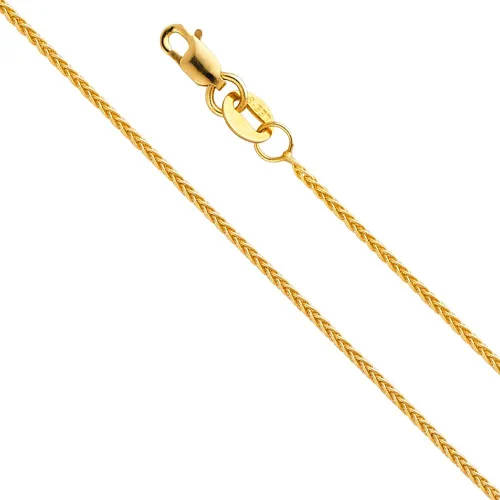 Vista 3 de 14K Solid Gold Round Wheat Chains (Select Options)