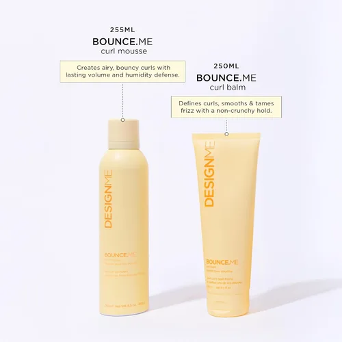 Vista 2 de DESIGNME BOUNCE.ME Curl Cream & Curl Mousse para cabello rizado Define, hidrata, aumenta el rebote y controla el encrespamiento Fórmula