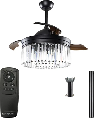 Vista 11 de Parrot Uncle Ventiladores de techo con luces y control remoto, ventilador de techo rústico de 52 pulgadas para dormitorio, ventiladores de techo al