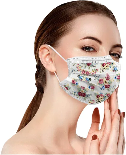 Vista 7 de 50 cubrebocas para mujer, diseño floral, desechables, transpirables, con filtro de 3 capas, antipolvo