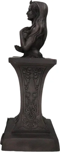 Vista 4 de Ebros Neopaganismo Wicca Estatua de deidad primaria con la luna creciente femenina Triple Diosa Bustos en pedestal Figura Wicca Decoración del hogar