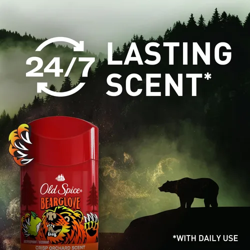 Vista 4 de Old Spice Desodorante sin aluminio para hombres, protección contra el olor 24/7, frescura y aroma duradero 24/7, se aplica transparente, Bearglove