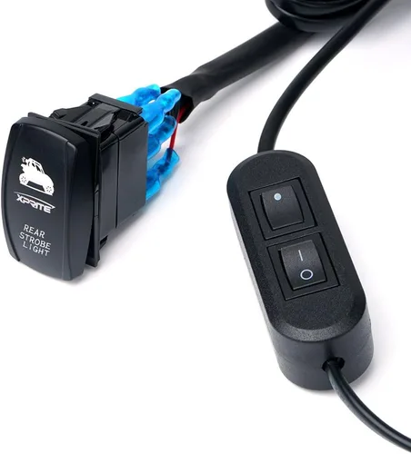 Vista 3 de Xprite Arnés de cableado con 2 interruptores para barras de luz LED estroboscópicas traseras Plug and Play Replacement Harness with In-Line &