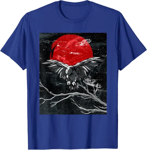 Vista 17 de Red Moon Raven - Camiseta japonesa de cuervo negro, Negro, S