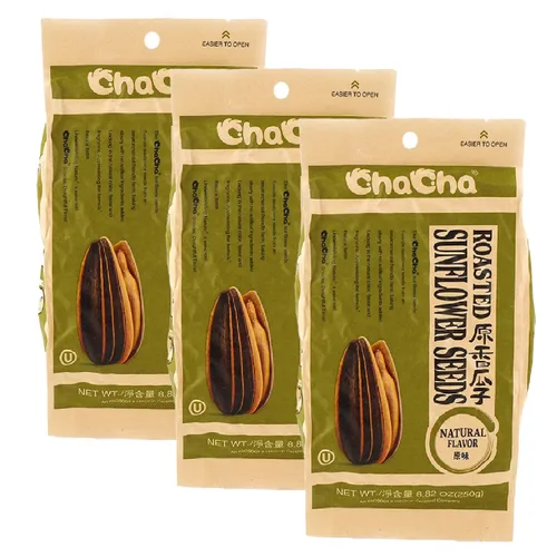 Vista 3 de ChaCha Semillas de girasol tostadas con sabor a coco (250G) Paquete de 3