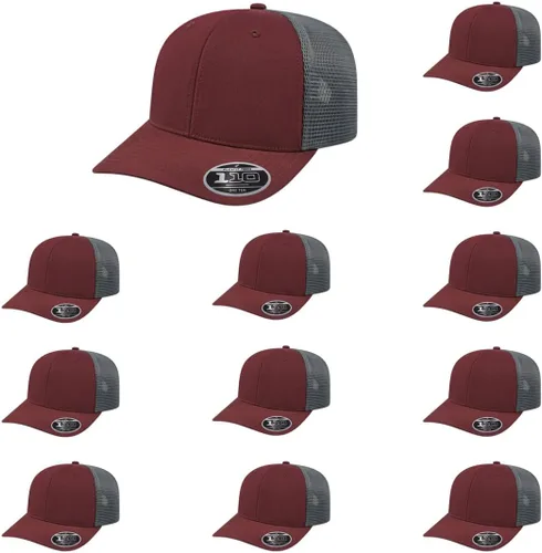 Vista 27 de Cap America i8502 Flexfit 110 Premium - Gorra de camionero de perfil medio con 6 paneles de malla trasera con protección UV y cierre ajustable