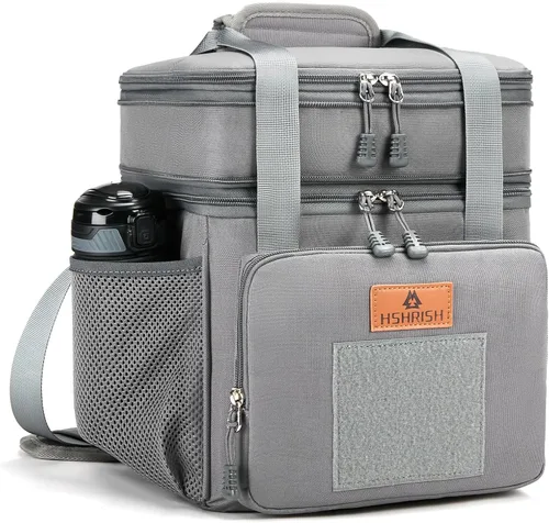 Vista 14 de HSHRISH Lonchera táctica grande expandible para adultos, bolsa de almuerzo duradera aislada con correa para el hombro, bolsa de refrigeración suave