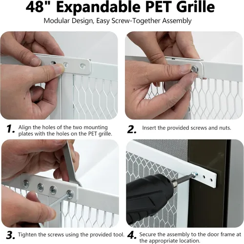 Vista 6 de Protector de puerta de pantalla de rejilla de acero Guardian para perros, mascotas y gatos, protector contra arañazos, reemplazo