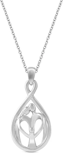 Vista 10 de Jewelili 925 Sterling Silver Family Pendant Necklace for Women