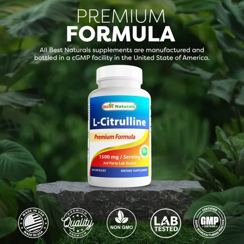 Vista 5 de Best Naturals Cápsulas de L-citrulina – 1500 mg/porción – Sin OMG – Sin gluten – 90 cápsulas (90 unidades (paquete de 1))