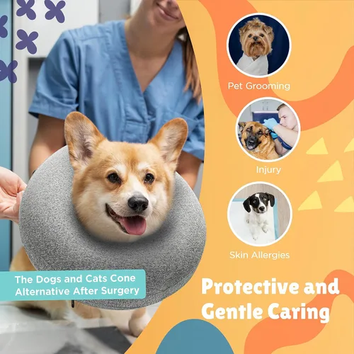 Vista 4 de Big Ant Collar inflable protector para perros y gatos, cono suave para perros después de la cirugía, collar de dona para cuello de perro, collar