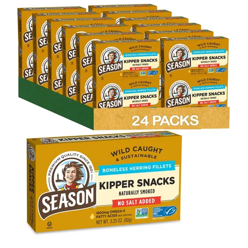 Vista 10 de Season Peppered Kipper Snacks – Filetes de arenque deshuesados, ahumados naturalmente, capturados en la naturaleza, aperitivos keto, sin OMG