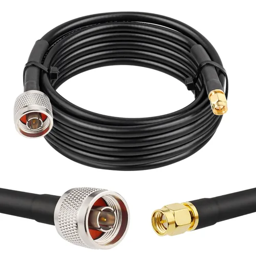 Vista 18 de MOOKEERF 2 piezas de cable N macho a SMA macho 1 pie, cable SMA a N de 50 ohmios de baja pérdida ultra KMR240 coaxial para enrutador WiFi, receptor