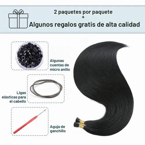 Vista 4 de Sunya - Extensiones de cabello humano con punta en I de 14 pulgadas, color negro azabache, extensiones de cabello humano con punta en I, extensiones