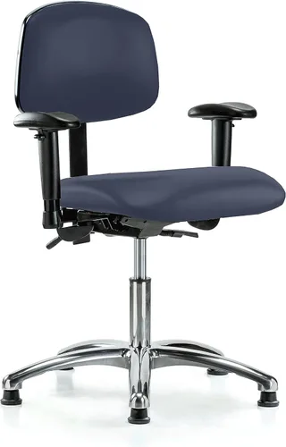 Vista 69 de PERCH - Silla giratoria con ruedas para alfombra o linóleo, cromado, Textil, Tela negra