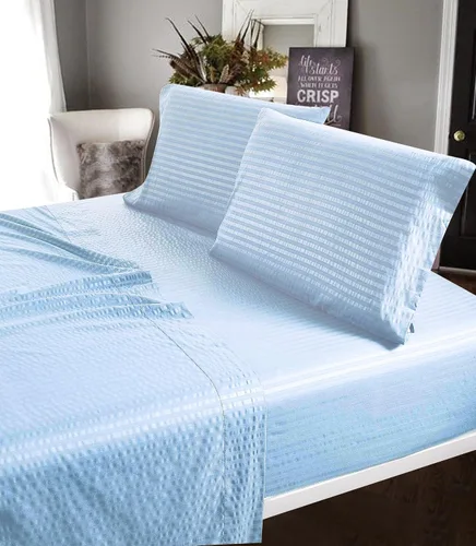Vista 2 de Lujoso juego de sábanas de 6 piezas + 2 fundas de almohada adicionales – Dobby Stripe – Cómodo y transpirable – Sábanas de lujo para hotel