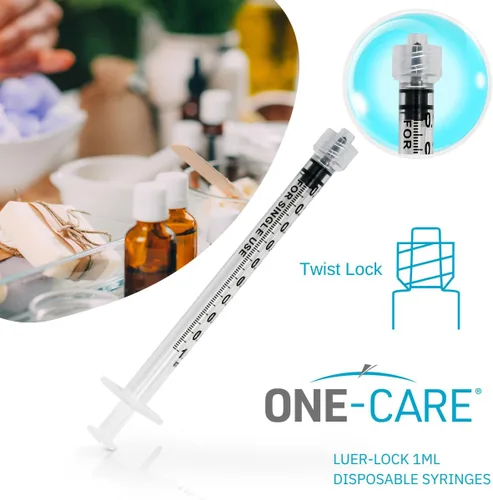 Vista 2 de ONE-CARE Jeringa Luer-Lock, 0.03 fl oz, 100 unidades, envasada en ampolla
