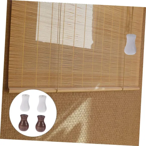 Vista 6 de ORFOFE Borlas de cordón de madera para persianas de ventana, pomos de cordón blanco para persianas