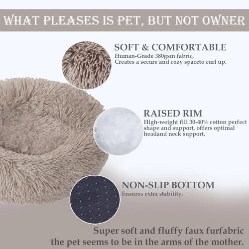 Vista 2 de Cama calmante lavable para perros y gatos para mascotas ultra Camello
