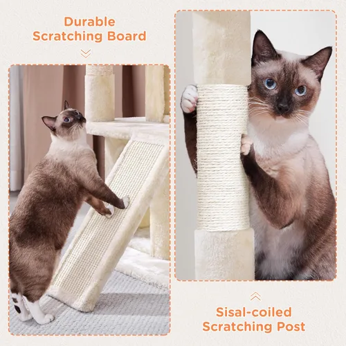 Vista 5 de Yaheetech Árbol para gatos para mascotas de interior, condominio en torre de 36 pulgadas con percha extragrande, postes rascadores, tabla, bola