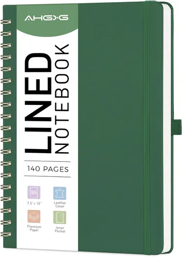Vista 22 de AHGXG Cuaderno de espiral rayado de 8.5 x 11 pulgadas, cuadernos grandes A4 para mujeres y hombres, cuaderno de cuero de tapa dura con rayas