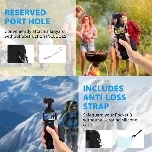 Vista 5 de Funda de silicona Pocket 3, protector de lente resistente a los arañazos, compatible con DJI OSMO Pocket 3 Creator Combo Accesorios (azul claro)