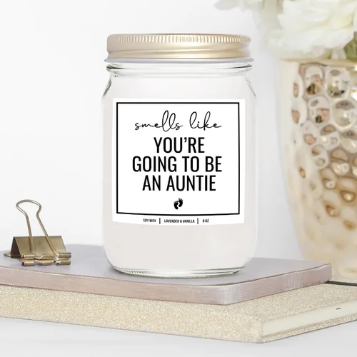 Vista 3 de You Nique Designs - Vela de embarazo para tía, hermana, tía de 8 onzas, regalo de revelación de embarazo para tía, huele a tu tía, regalos para tía