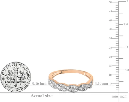 Vista 5 de Dazzlingrock Collection Anillo apilable de oro de 14 quilates con diamantes redondos de 0.25 quilates (ctw) para mujer, para aniversario, boda, 1/4