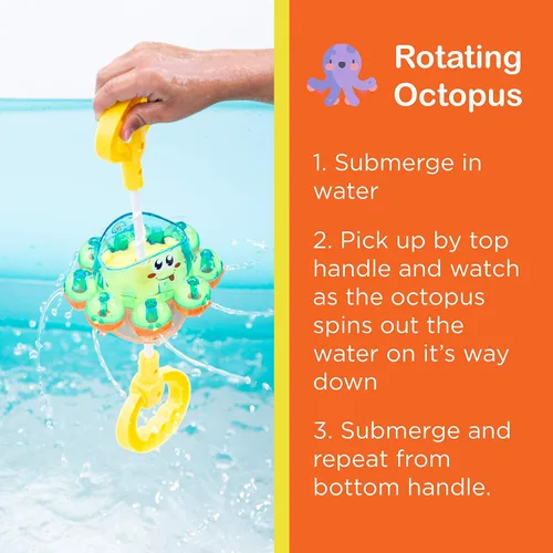 Vista 4 de Splashin'kids Juguetes de baño Doble la diversión Juguetes para bebés Juguetes de bañera de agua Juguetes para niños pequeños Pulpo giratorio