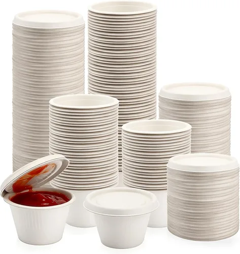 Vista 8 de Vmiapxo Paquete de 50 vasos de papel desechables de 4 onzas con tapas Marrón