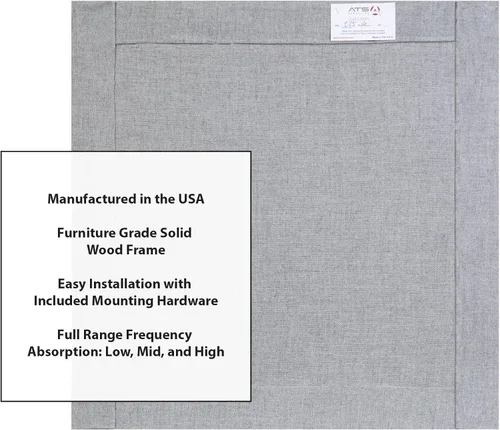 Vista 5 de ATS Acoustics Bass Trap - Panel de pared acústico de estudio absorbente de sonido de rango completo, 24 x 24 x 4 pulgadas (humo azul) NRC 1.28. 4