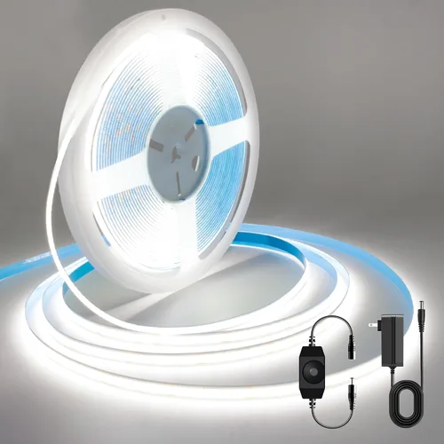 Vista 19 de Tira LED COB, tira de luz LED COB blanca cálida de 16.4 pies, tira de luz LED regulable de 2700 K, CRI92+, 0.315 in de ancho, cinta LED flexible
