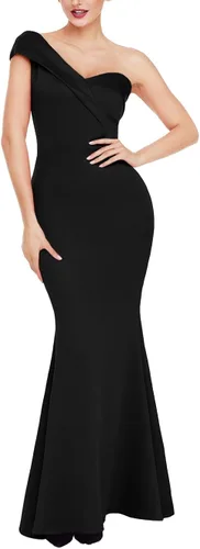 Vista 4 de SEBOWEL - Maxivestido sexi para mujer con hombros descubiertos y detalle de lazo de gran tamaño vestido de noche para fiesta