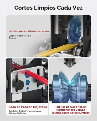 Vista 3 de CREWORKS Máquina pelacables automática, pelacables eléctrico para cables de cobre de 0.06"-0.9" (1.5-22 mm) con 3 modos de operación, herramienta