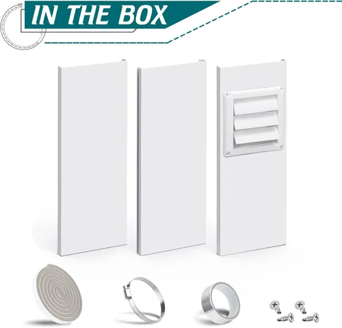 Vista 9 de Kit de ventilación para ventana de secadora Daisypower, kit de ventilación de ventana ajustable con cubierta de ventilación para exterior, campana