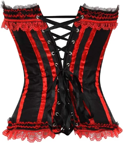 Vista 3 de Zhitunemi Corsés de talla grande para mujer, lencería negra para disfraz de Halloween, Negro