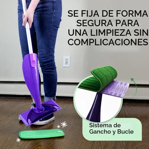 Vista 4 de Turbo Mops - Almohadillas reutilizables para mopa de suelo, paquete de 2, lavables a máquina, repuestos de mopa de microfibra de 12 pulgadas